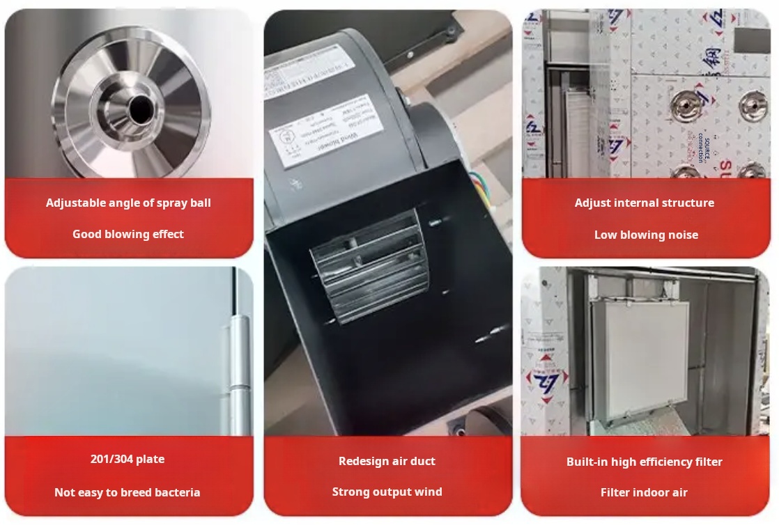 Modern air shower system with stainless steel construction