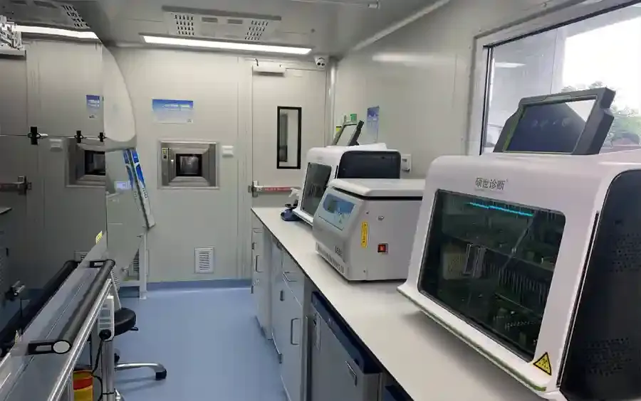 Inside the containerized cleanroom